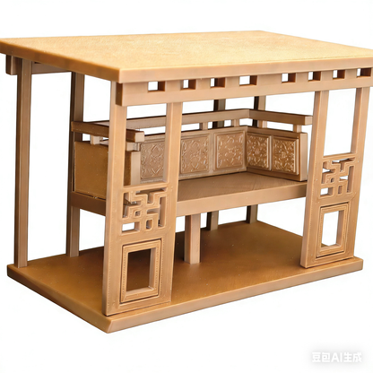 RHF12235 Ancient-Style Canopy Bed 3D Printing DIY Miniature Scenes Dollhouse Creative Ornaments Desktop Scenes Mini Models BJD & OB Dolls Ancient-Style Canopy Bed