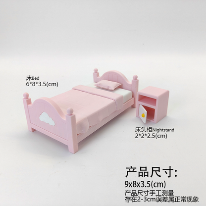 LYTP12202 1/12 Cloud-Shaped Headboard Kids'Single Bed  INS Style Miniature Display Model 1:12 Scale