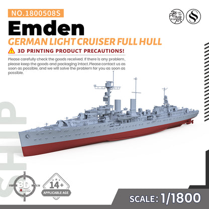 SSMODEL 508S Military Warship Model Kit German Navy Emden Light Cruiser