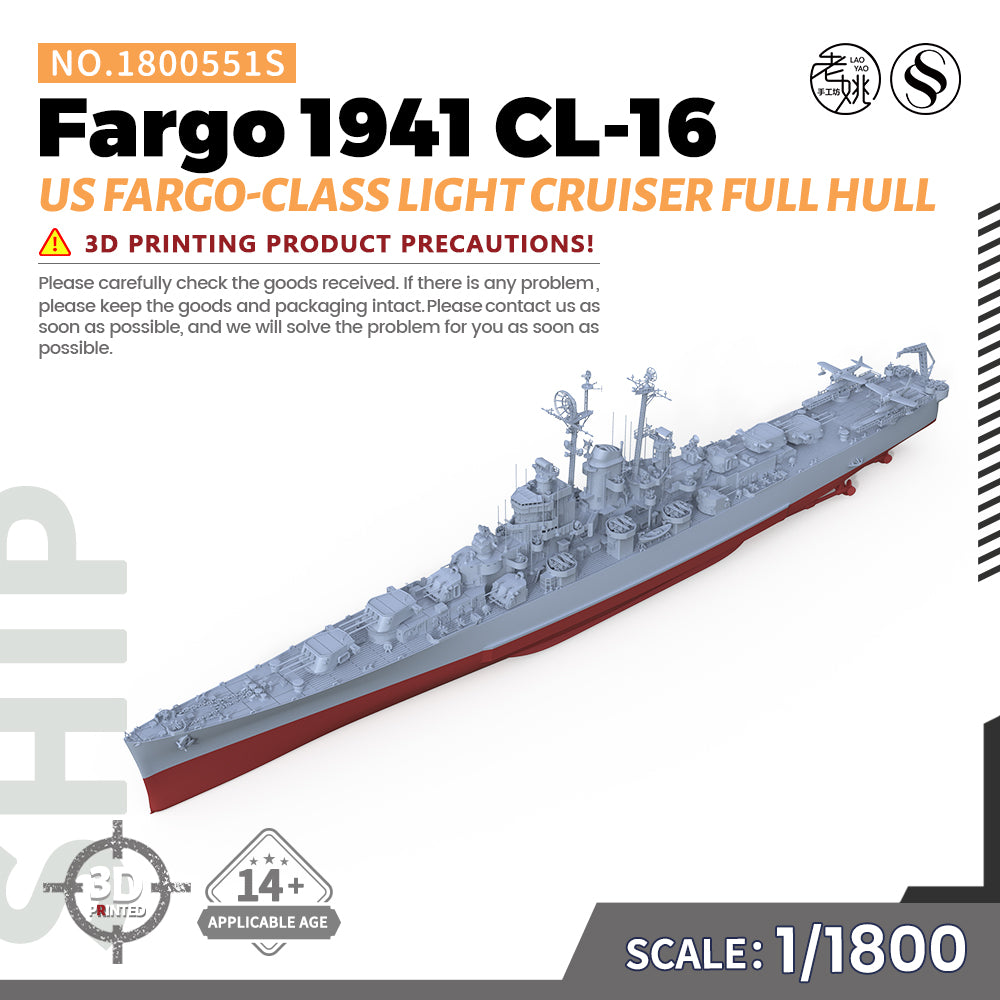 SSMODEL 551S Military Warship Model Kit US Navy Fargo class Light Cruiser CL-106