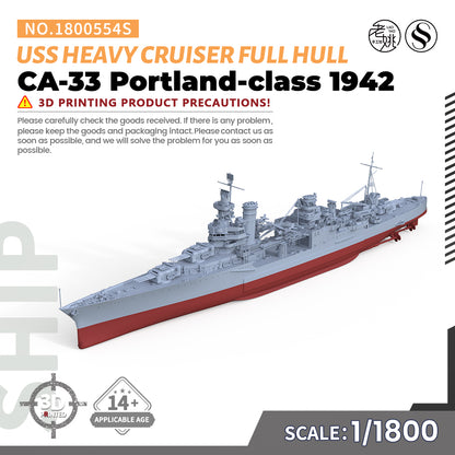 SSMODEL 554S Military Warship Model Kit US Navy Portland Class Heavy Cruiser 1942 CA-33