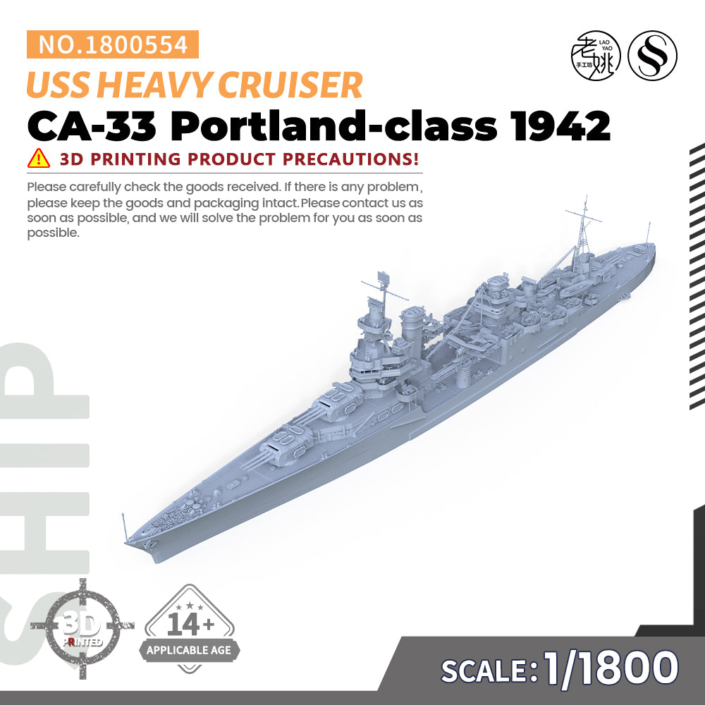 SSMODEL 554 Military Warship Model Kit US Navy Portland Class Heavy Cruiser 1942 CA-33