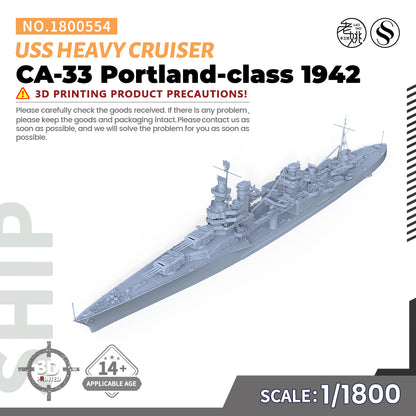 SSMODEL 554 Military Warship Model Kit US Navy Portland Class Heavy Cruiser 1942 CA-33