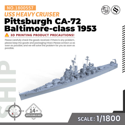 SSMODEL 557 Military Warship Model Kit US Navy Baltimore Class Pittsburgh Heavy Cruiser CA-72 1953