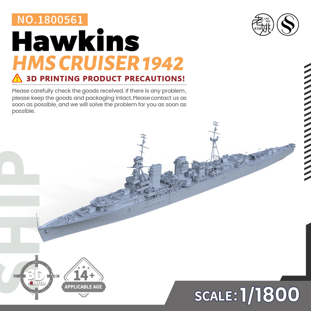 SSMODEL 561 Military Warship Model Kit HMS Hawkins Cruiser