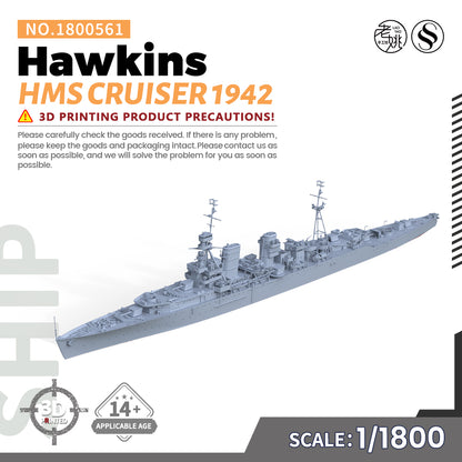 SSMODEL 561 Military Warship Model Kit HMS Hawkins Cruiser