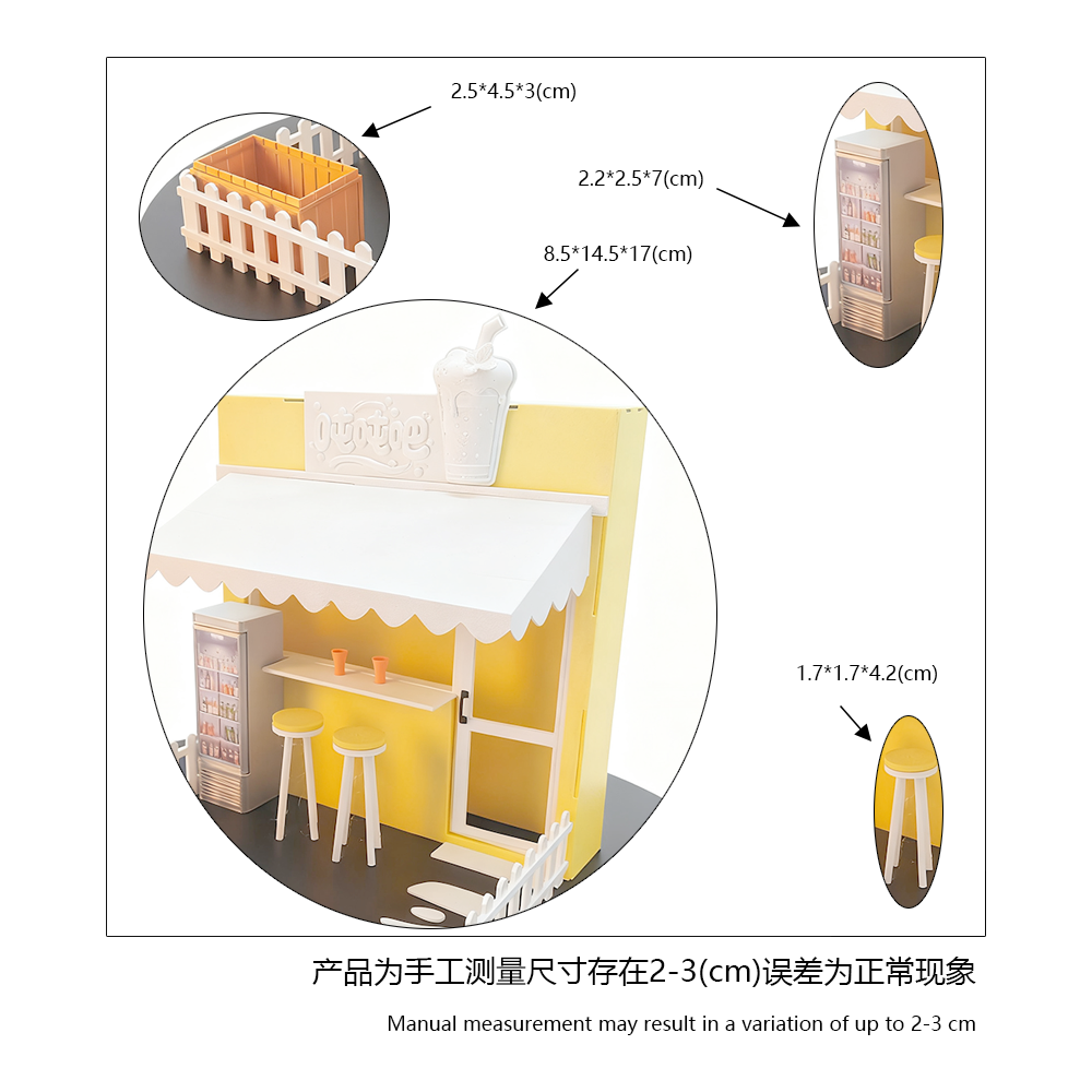 LYTP1024 Chug Chug Water Bar? 3D Printing DIY Miniature Scenes Dollhouse Creative Street View Desktop Scenarios Mini Models 12-Inch BJD OB Doll