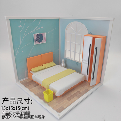 LYTP1001 Spring Kissed Moments Spring bedroom 3D Printing DIY Miniature Scenes Dollhouse Creative Decorations Desktop Scenarios Mini Models 18-Inch BJD OB Doll