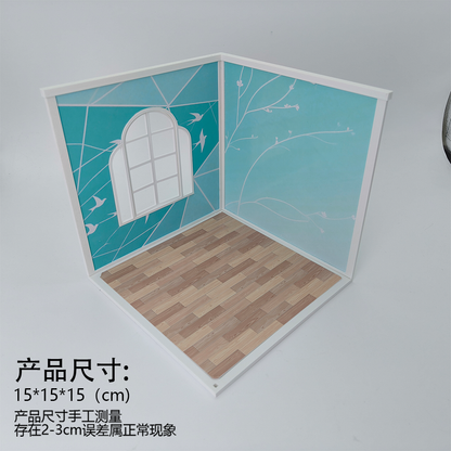 LYTP122002 1/12 Universal Wall & Floor Combination 3D Printing DIY Miniature Scene Dollhouse Creative Pendant Desktop Scene OB Baby 12-Inch Baby House Assembly Versatile Wall BJD Spring Guest Room Or Sweet Guest Room