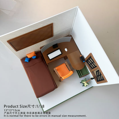 RHF121021 Esports Bedroom 3D Printing DIY Miniature Scenes Dollhouse Frame Creative Decorations Desktop Scenarios Mini Models BJD OB Doll