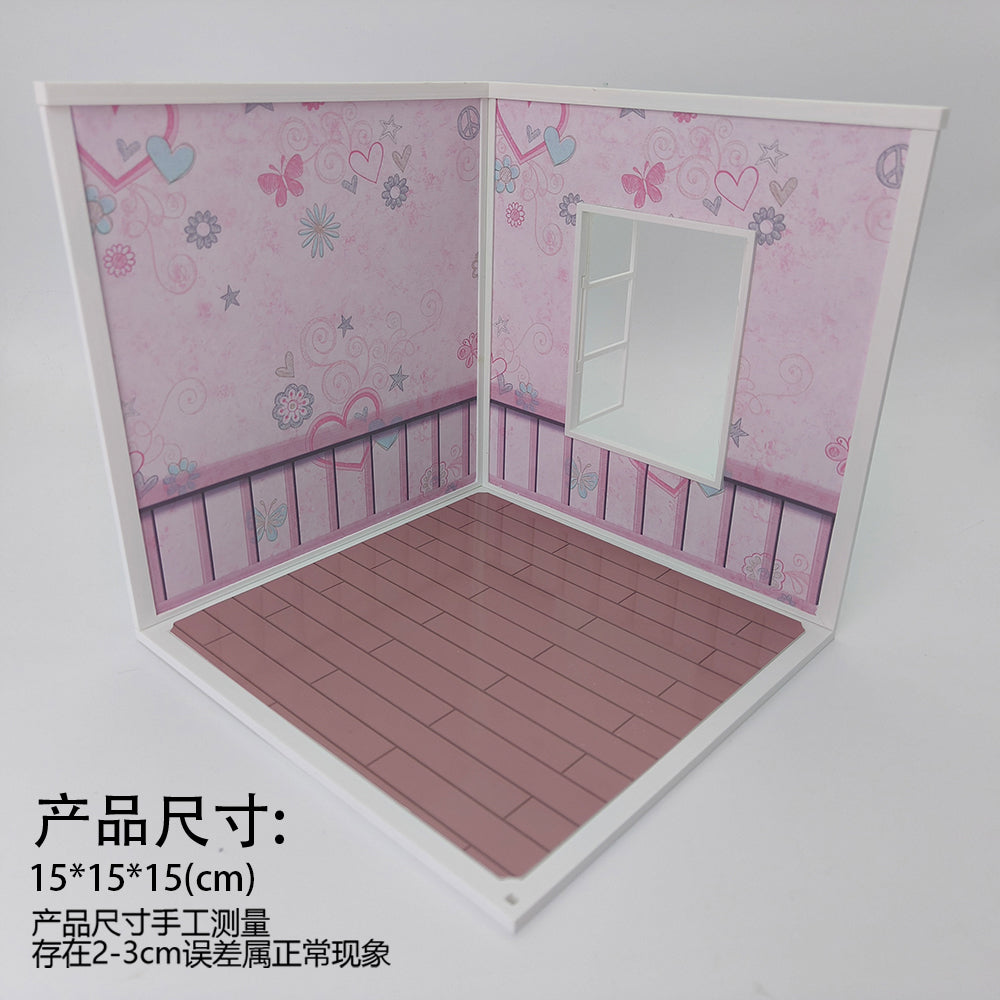 LYTP122004 1/12 Universal Wall & Floor Combination 3D Printing DIY Miniature Scene Dollhouse Creative Pendant Desktop Scene OB Baby 12-Inch Baby House Assembly Versatile Wall BJD Spring Kitchen Or Sweet Kitchen