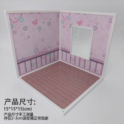 LYTP122004 1/12 Universal Wall & Floor Combination 3D Printing DIY Miniature Scene Dollhouse Creative Pendant Desktop Scene OB Baby 12-Inch Baby House Assembly Versatile Wall BJD Spring Kitchen Or Sweet Kitchen