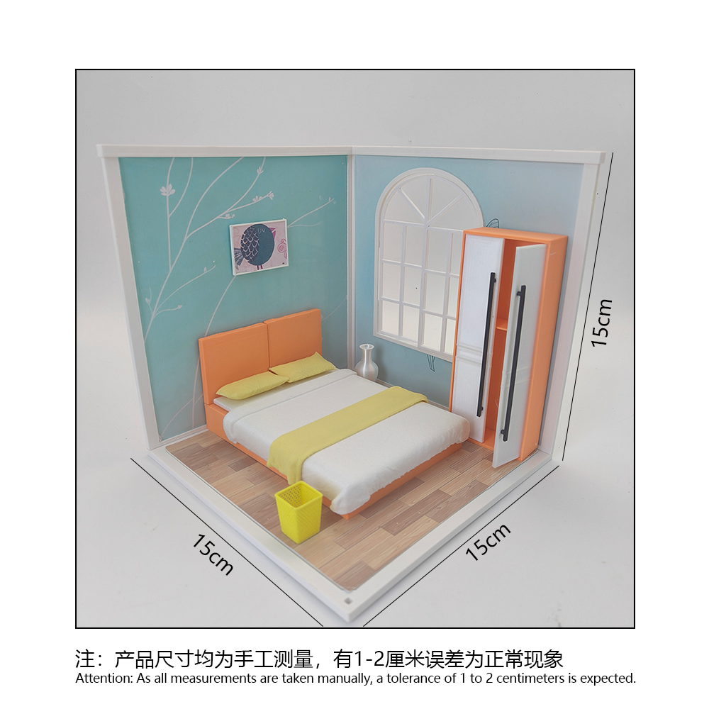 LYTP1001 Spring Kissed Moments Spring bedroom 3D Printing DIY Miniature Scenes Dollhouse Creative Decorations Desktop Scenarios Mini Models 18-Inch BJD OB Doll