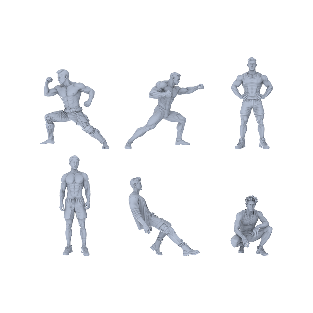 Yao's Studio LYTR192 Muscular Men Resin Miniature Model 6-Figure Set, Unpainted Fitness & Combat Figures, DIY Painting Scene Decoration Miniatures Diorama Resin Figures