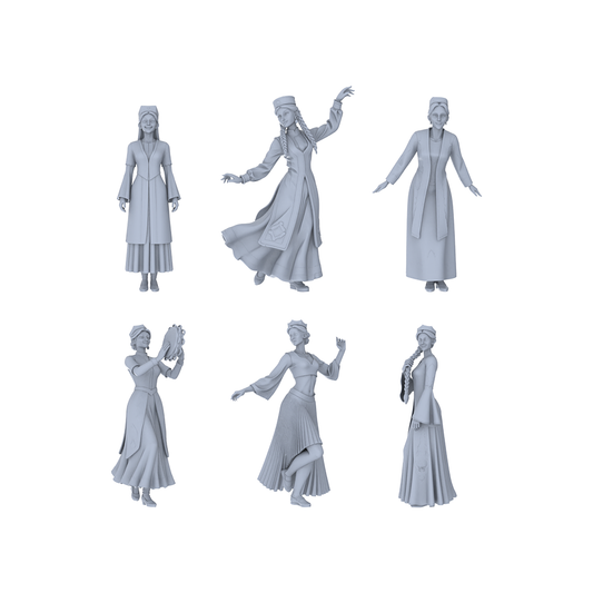 Yao's Studio LYTR195 Ethnic Dance Women Resin Miniature Model 6-Figure Set, Unpainted Western Region Dance Figures, DIY Painting Scene Decoration Miniatures Diorama Resin Figures