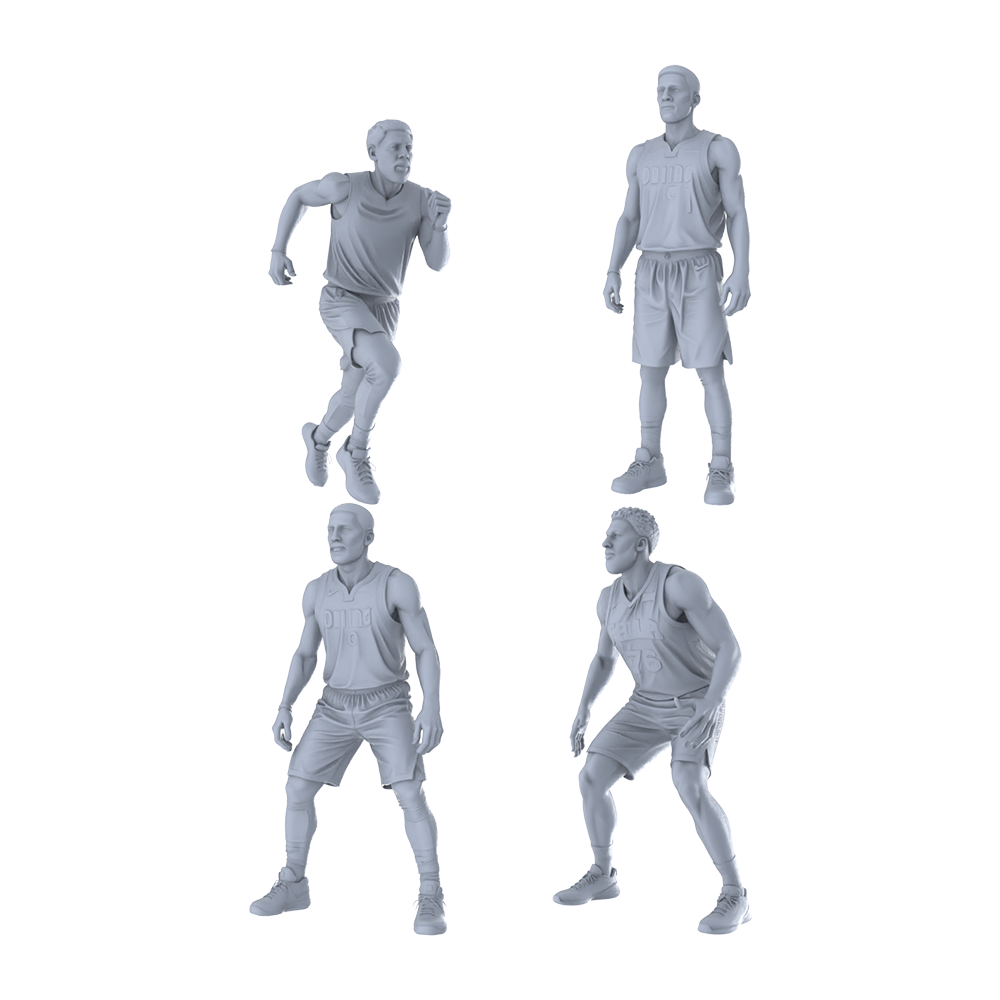 MRY-SFW LYTR501 Modern Basketball Players Court Poses Group of 4 Miniature Car Diorama Figures Scene Props Accessories Resin