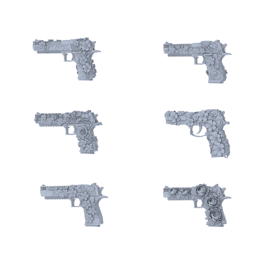 MRY-SFW LYGS173 Blooming Pistol-Themed Modified Pistol Set - 6 Gentle Fantasy Variants (Untextured)