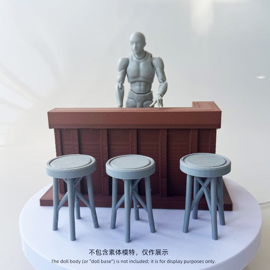 RHF12211  Bar Counter Bar Stools Bar Furniture Coffee Shop BJD OB Dollhouse Dollhouse Miniature Models 3D Printed