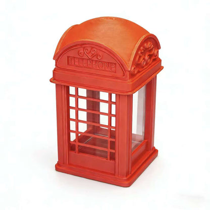 RHF-220 Red Vintage Telephone Booth Red Vintage Phone Booth Fish Tank Exterior Decoration Protective Cover, Miniature Scene Creation, Blind Box Figurine Display Storage Rack, Desk Ornament