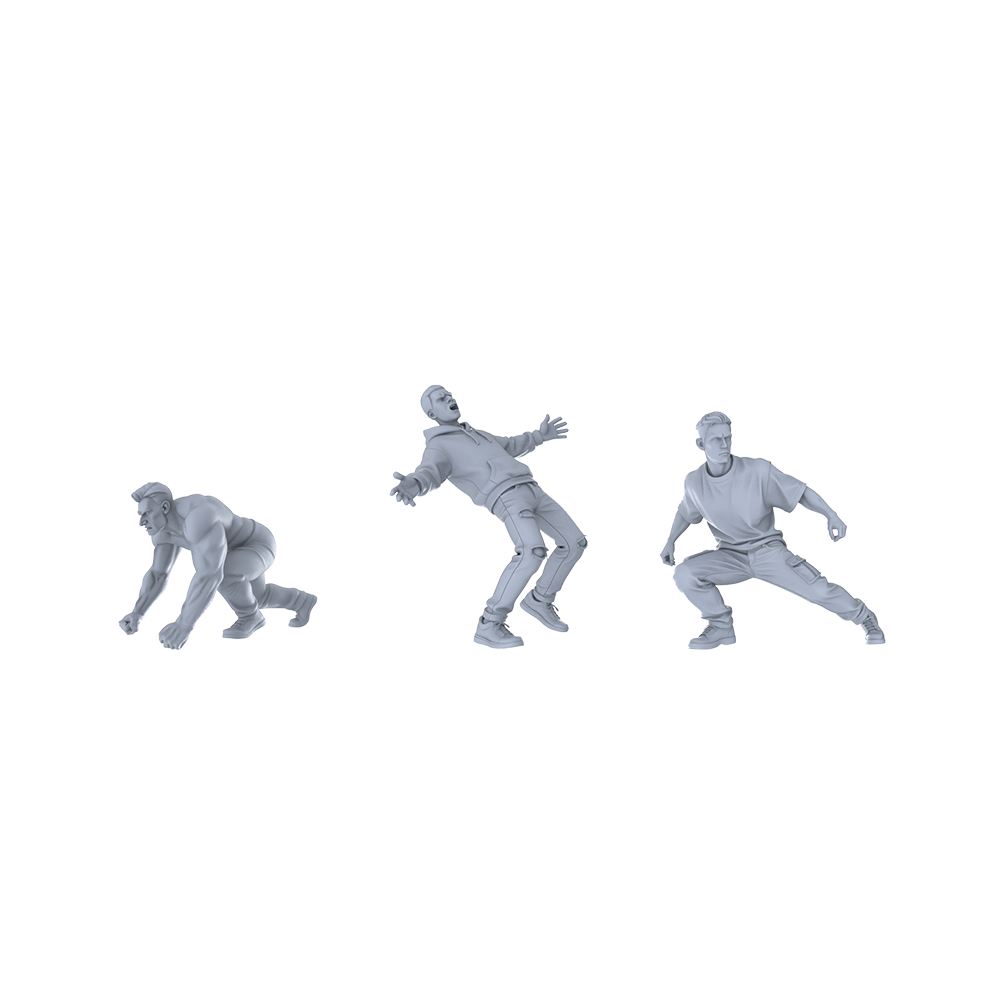 Yao's Studio LYTR318 Unpainted Dynamic Action Miniatures 3-Pack | For Diorama & Hobby Painting Miniatures Diorama Resin Figures