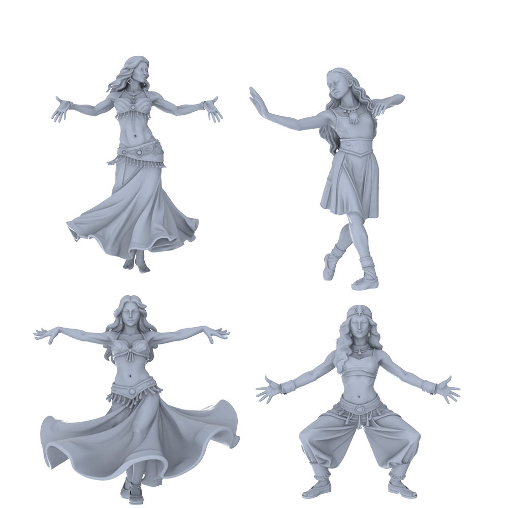 MRY-SFW LYTR753 Belly Dance Figure 4 pcs Miniature Car Diorama Figures Scene Props Accessories Resin