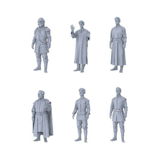 MRY-SFW LYTR547 Medieval European Garments Mannequin Display Group of Six Miniature Car Diorama Figures Scene Props Accessories Resin