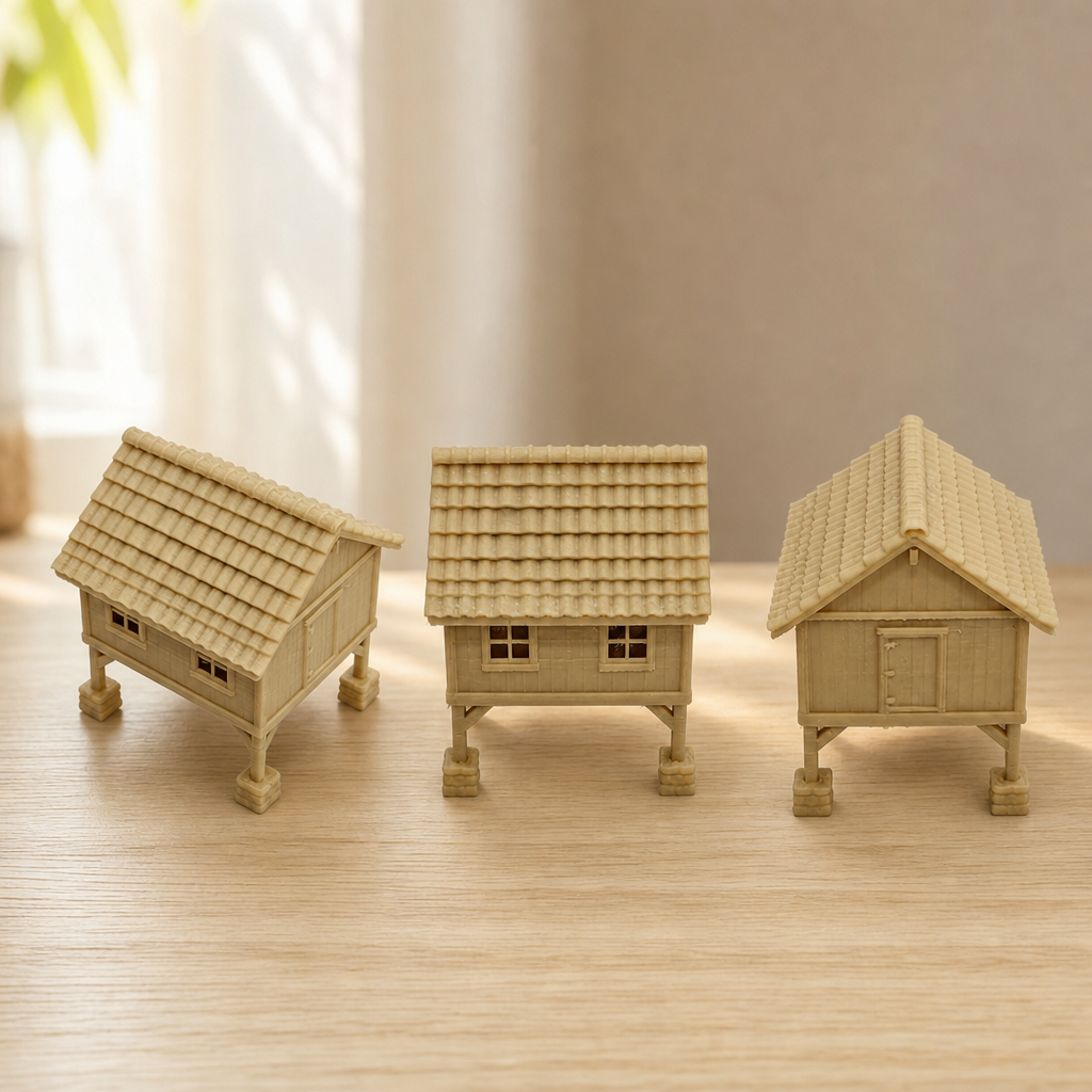 RHF0437 Elevated wooden house Desktop Ornament Sand Table Architecture Architectural Model Miniature House Small-scale Landscaping