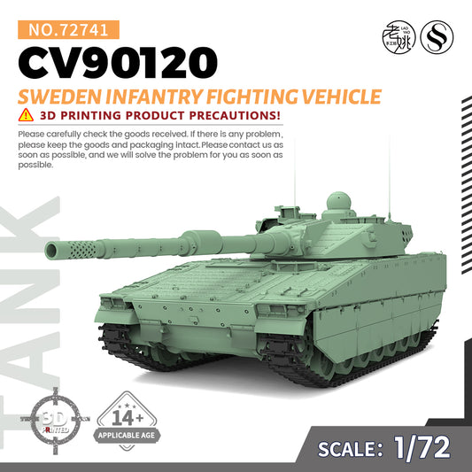 SSMODEL 741 V1.9 1/72(64,76,87) 25mm Military Model Kit Sweden CV90120 Light Tank
