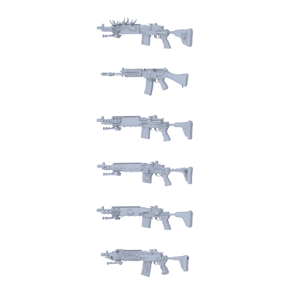 MRY-SFW LYGS323 Wild Rage Series - 6-Piece Sci-Fi Assault Rifle Set Modified with Full Beast Shape & Bone Elements