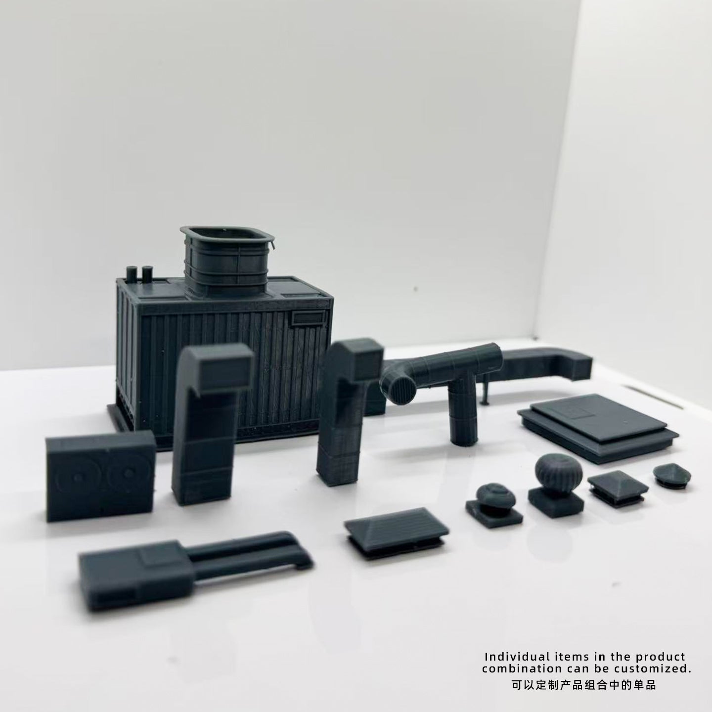 Yao's Studio LYTS092  3D Printed Miniature Model Air Conditioning And Ventilation Equipment Set Including Cooling Tower Ventilation Equipment Air Filter And Ducts