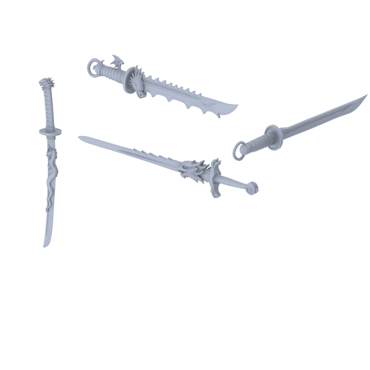 MRY-SFW LYGS372 Modern Dragon Pattern Katana Set 4 pcs