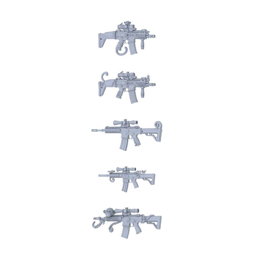 MRY-SFW LYGS292 Monkey Collection Series - 5-Piece Hybrid Tactical Firearm Set Modified with All-Type Zodiac Monkey Elements