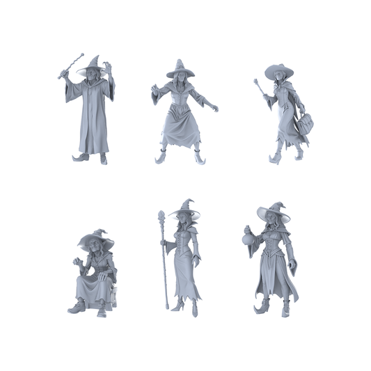 MRY-SFW LYTR437 Arcane Witches Hexad 6-Figure Set,  Fantasy Witch, DIY Paintingation Miniature Car Diorama Figures Scene Props Accessories Resin