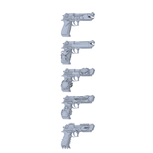 MRY-SFW LYGS304 Gear Mecha Series - 5-Piece Sci-Fi Pistol Set Modified with Mechanical Gear & Ocean Elements