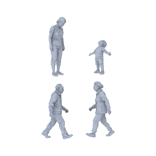 Yao's Studio LYTR234  For Diorama & Painting Enthusiasts: 4-Piece Unpainted Miniature Set - Family Leisure with Grandparents, Parent & Child for Community Park Scenes Miniatures Diorama Resin Figures