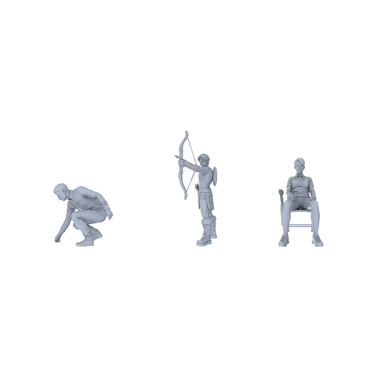 Yao's Studio LYTR143   Outdoor Adventure & Archery Scene Resin Miniature Model 3-Figure Set - Adventurer & Archer Figures Unpainted DIY Model Painting Outdoor Scene Decor 1set