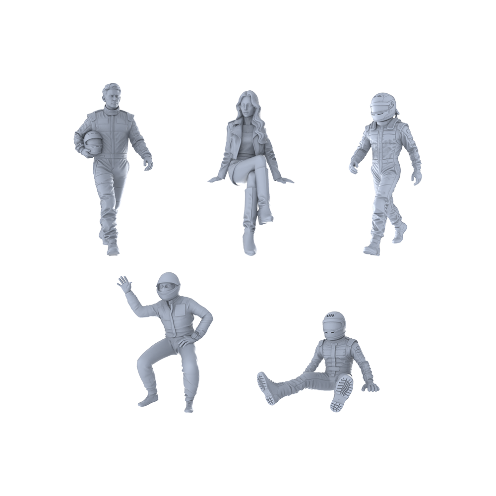 MRY-SFW LYTR392  Racing 5-Pack, Ideal Racing, Tabletop Painting Miniature Car Diorama Figures Scene Props Accessories Resin