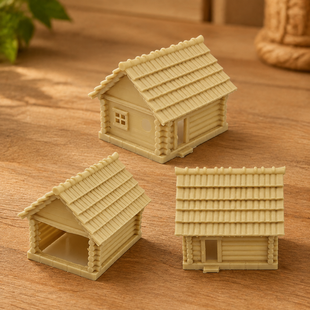RHF0426 Farm-style bird-keeping wooden house with round windows Desktop Ornament Sand Table Architecture Architectural Model Miniature House Small-scale Landscaping