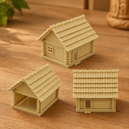 RHF0426 Farm-style bird-keeping wooden house with round windows Desktop Ornament Sand Table Architecture Architectural Model Miniature House Small-scale Landscaping