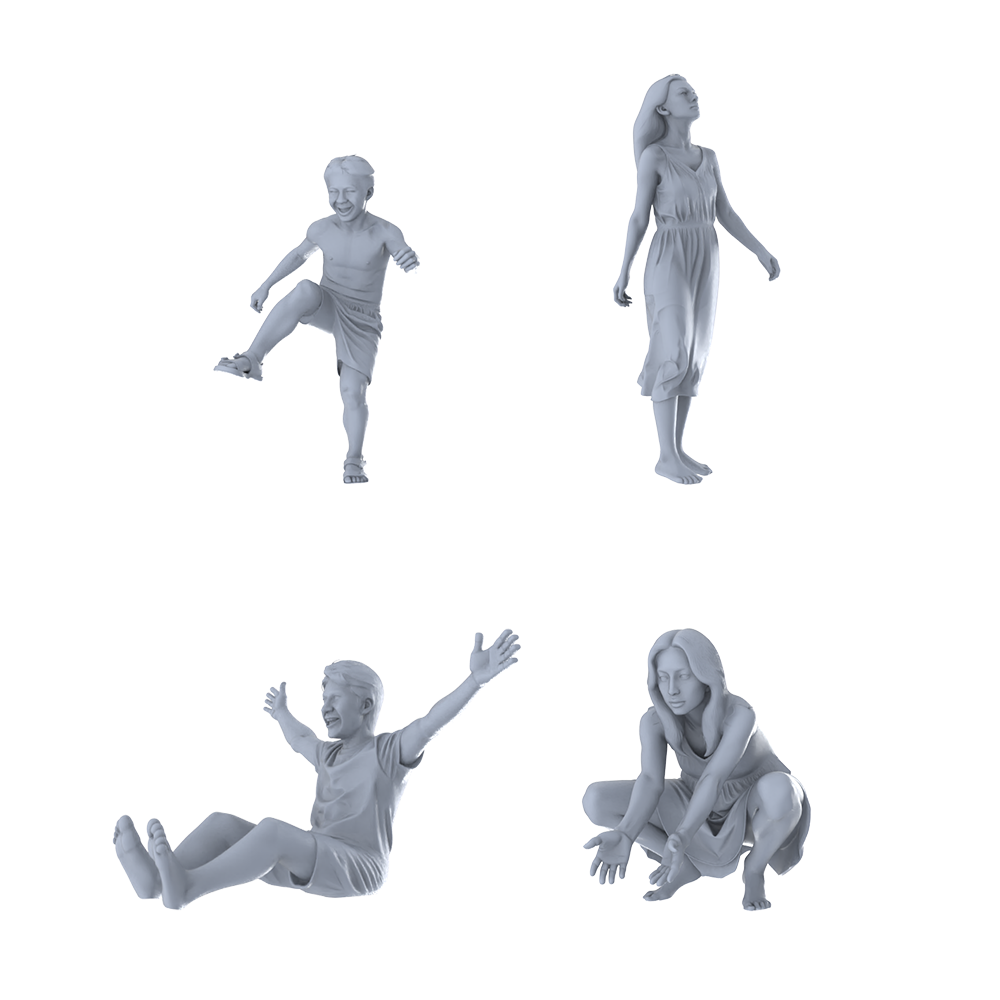 MRY-SFW LYTR430 Summer Fun Quartet 4-Figure Set,  Outdoor Leisure, DIY Paintingation Miniature Car Diorama Figures Scene Props Accessories Resin
