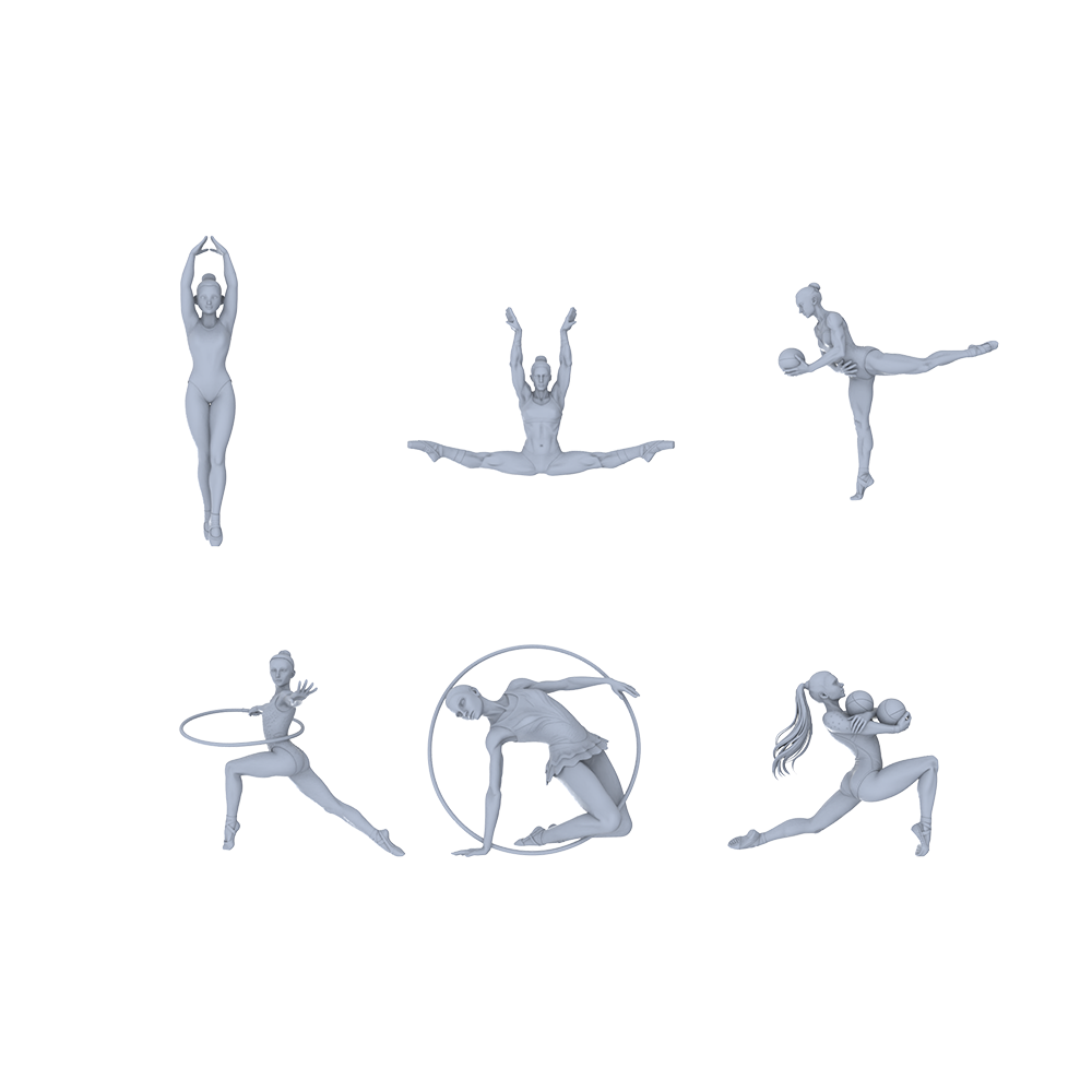 Yao's Studio LYTR145  Rhythmic Gymnastics Scene Resin Miniature Model 6-Figure Set - Gymnast Figures Unpainted DIY Model Painting Sports Scene Decor 1set
