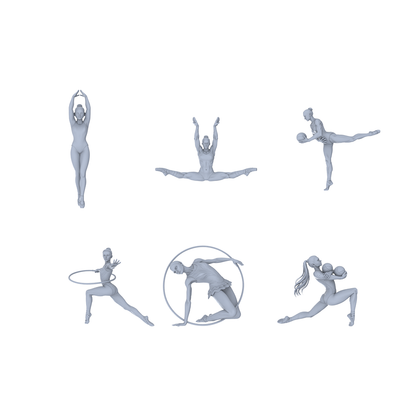 Yao's Studio LYTR145  Rhythmic Gymnastics Scene Resin Miniature Model 6-Figure Set - Gymnast Figures Unpainted DIY Model Painting Sports Scene Decor 1set