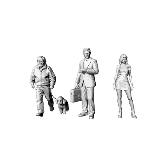 Yao's Studio LYTR071   Urban Life Scene 3-Pack 3D Print Model, Unpainted City People Figures, DIY Painting Kit 1set