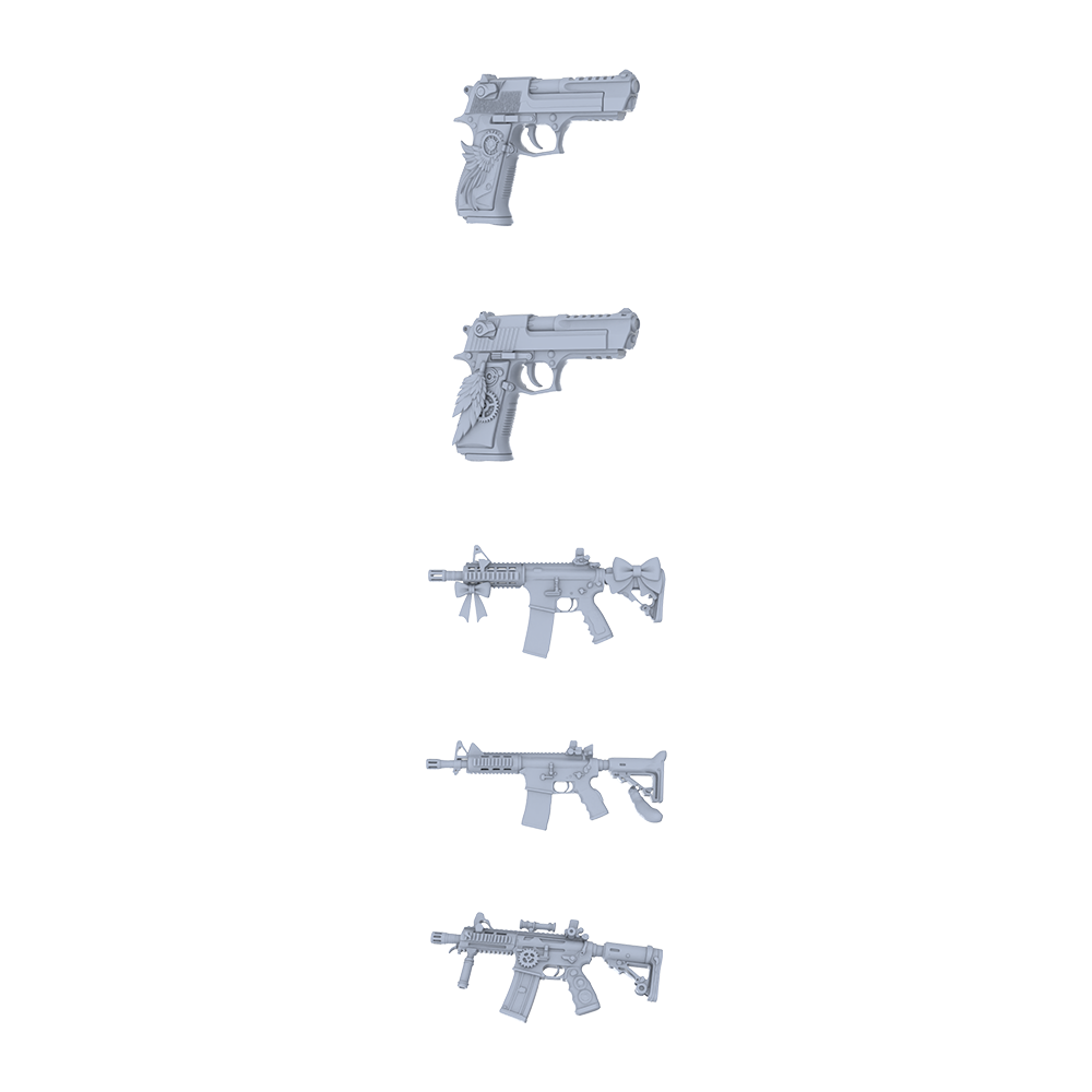 MRY-SFW LYGS150 Gear & Bow Modified Tactical Gun Collection - 5 Decorative Models