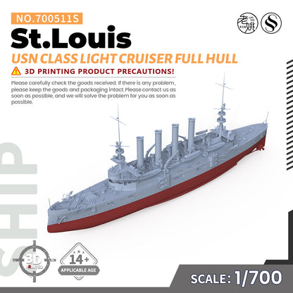 SSMODEL 511S Military Warship Model Kit US Navy St.Louis Class Protected Cruiser