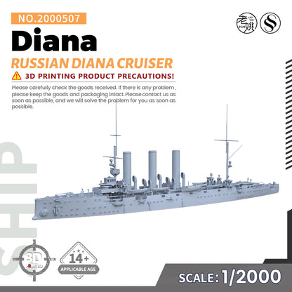 SSMODEL 507 Military Warship Model Kit Russian Navy Diana Protected Cruiser