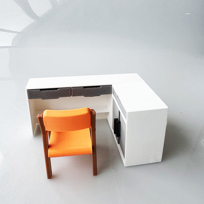 RHF12210  Modern Style Dollhouse Furniture  Miniature Desk And Chair Set 3D Printed