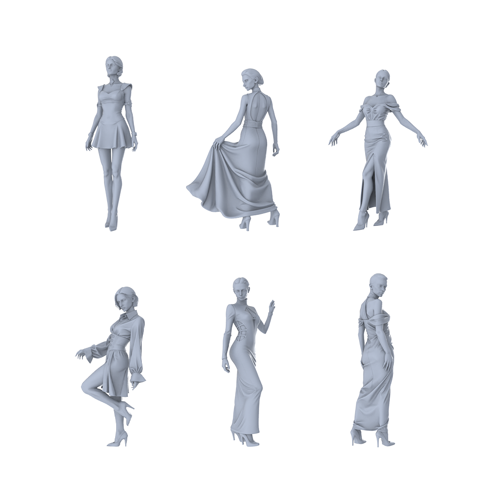 MRY-SFW LYTR508 Modern Urban Fashion Women Evening Wear Group of 6 Miniature Car Diorama Figures Scene Props Accessories Resin