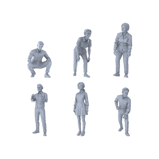 Yao's Studio LYTR280 Unpainted Miniature 6-Piece Life People Set, Ideal for Diorama & Sandtable Painting Miniatures Diorama Resin Figures
