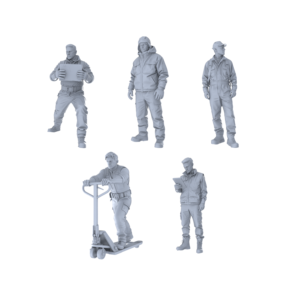 MRY-SFW LYTR564 Modern Casual Workwear People Pose Group of 6 Miniature Car Diorama Figures Scene Props Accessories Resin